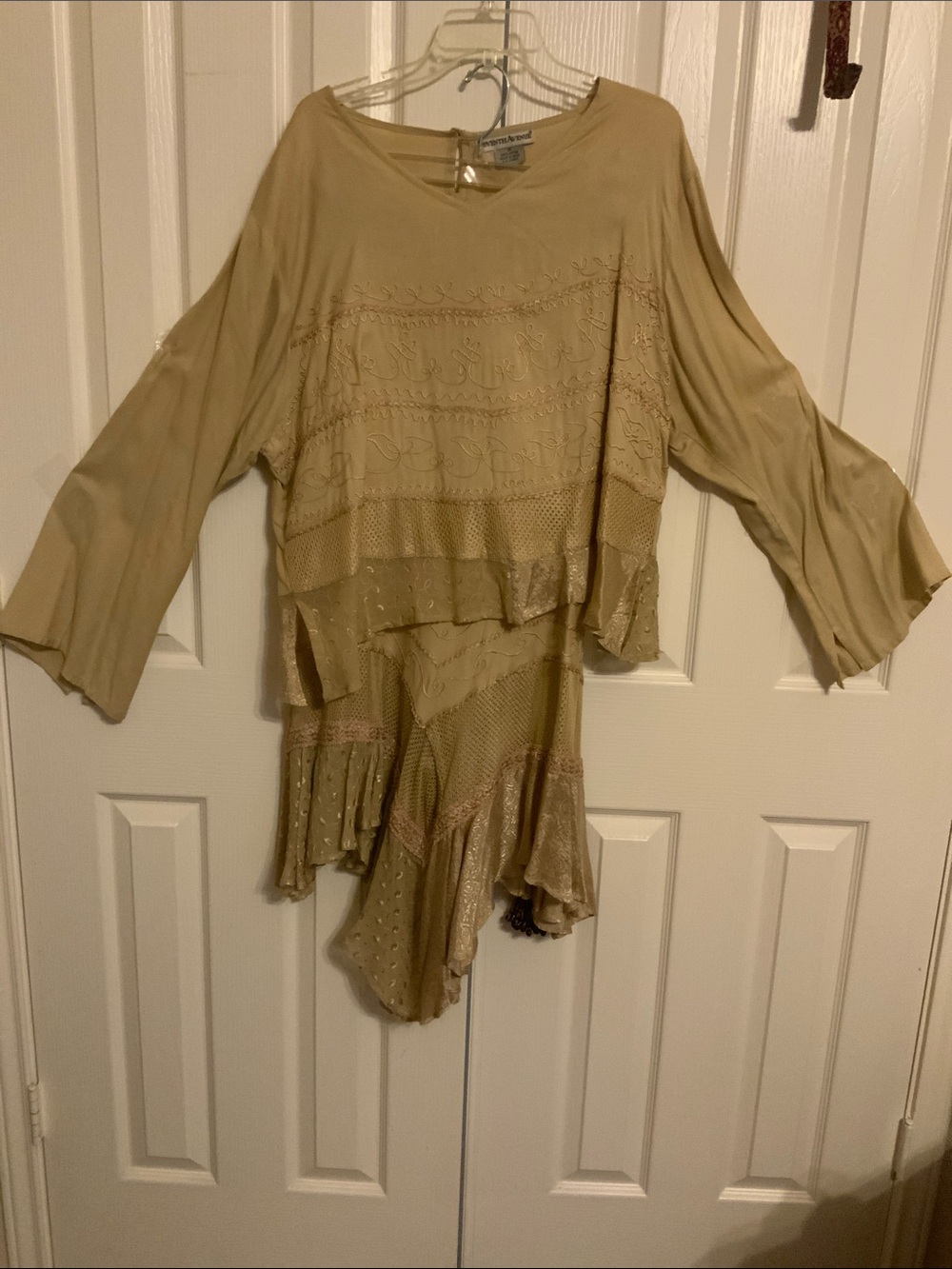 SEVENTH AVENUE Beige Layered Boho Tunic Top and Skirt with Asymmetric Hem - 1X